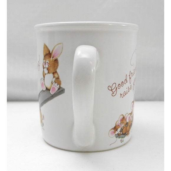 Good Friends Raise Your Spirits! Cute Bunny and Mice Mug - Hallmark Coffee Cup - Picture 4 of 6